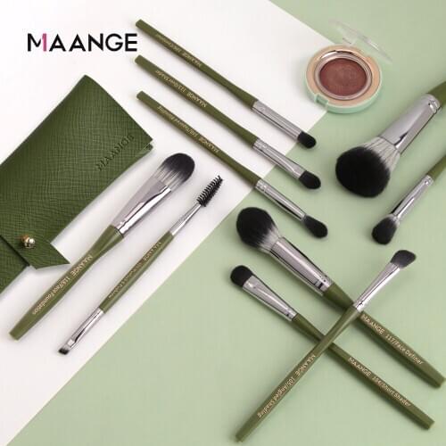 MAANGE 5/10/14 Pcs Makeup Brushes Set with Bag Beauty Blush Powder Foundation Eyeshadow Brush Wood Handle Make Up Brush Kits