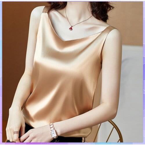 Sexy Satin Tank Tops Womens Solid Camis White Black Vest Female Shirt Strap Basic Camisole Sleeveless Corset Top Summer