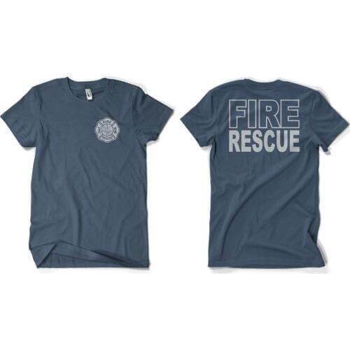 Fire Rescue Duty Firefighter T-Shirt Fire Dept. Double Side Mens Fashion Short Sleeve O-Neck Cotton Print Your Own T Shirt