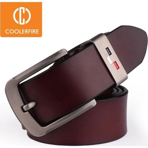 COOLERFIRE New Men genuine leather belts high quality vintage style male strap classic jeans leather belts for men 051