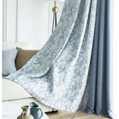 New Nordic Curtains For Living Room Bedroom Modern Living Room Stitching Printing CurtainFinished Product Customization
