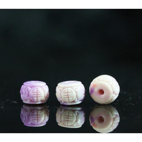 New purple synthetic shell 6x8mm 8x10mm drum abacus lantern accessories loose beads carving flower women diy jewelry 10pcs B903