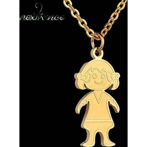 Nextvance Cartoon Baby Girl Pendant Neckalce Single Mother Daughter Necklace for Women Christmas Gift Collar