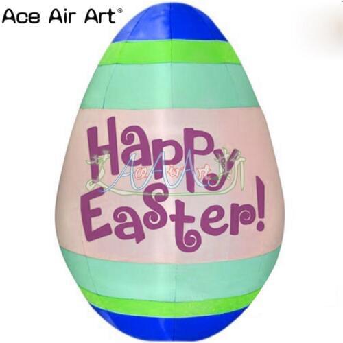 Easter decoration replica model, happy Easter white lighting inflatable Easter egg for promotion