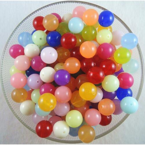 Hot-6mm 8mm 10mm 12mm 14mm Mixed Colors Colorful Acrylic Loose Round Spacer Beads DIY Jewelry for Women Bracelet bangle Making