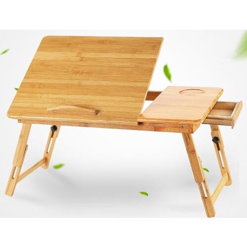 Adjustable Table Laptop Bed Desk Simple Bamboo Rack Shelf Dormitory Bed Lap Desk Portable Book Reading Tray Stand Table