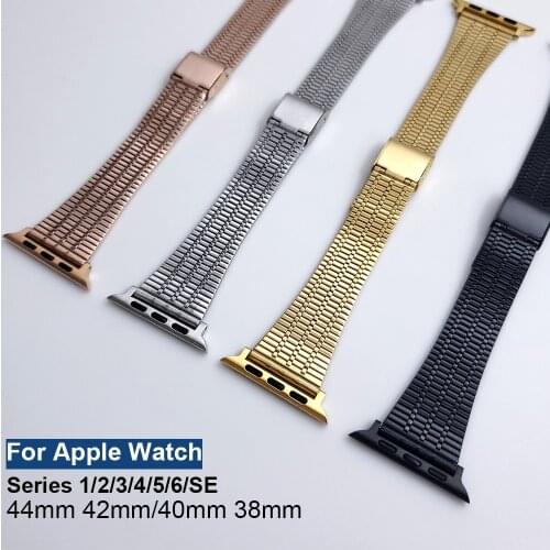 New Watchband For Apple Watch Band Strap Stainless Steel Metal Bracelet For iWatch Series 1 2 3 4 5 6 SE 44mm 42mm 40mm 38mm