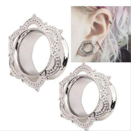 2 piece new copper flower Ear Plugs Tunnels Flesh Expansions Piercing Ear Plugs Earring Gauges Ears Expanders Rings Body Jewelry