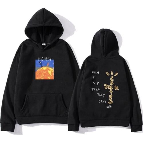 2020 Winter Fleece Travis Scott HITR SUN HOODIE Pullover Men Women 1:1 High Quality Harajuku Streetwear Sweatshirts Hoodie