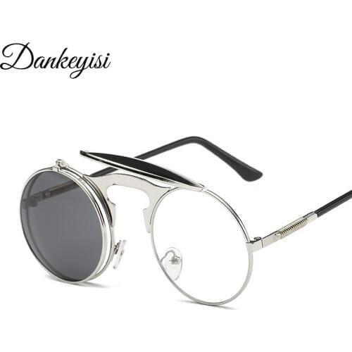 DANKEYISI Vintage Steampunk Sunglasses Women Round Sunglasses Fashion Gothic Steam Punk Sun Glasses For Men Oculos Feminino
