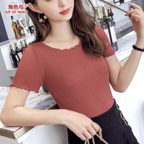 Short-Sleeved Womens T-shirt Summer Short Pullover Sweater Top Woman Tshirts Tops Mujer Camisetas