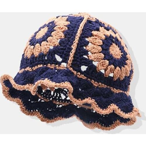 Hollow Hook Flower Colorful Fisherman Hat Female Version Of The Sunscreen Ultraviolet Sun Hat Breathable Knitting Crochet Women