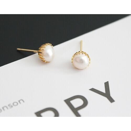 Simple Pearl Stud earrings Freshwater Pearl Earrings For Women Wedding Gift 6-7mm White Pearl Fashion Jewelry