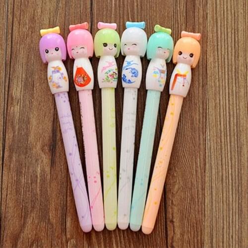 24PCS Korea Stationery Wholesale Cute little fresh Japanese doll neutral pen Cartoon neutral pen