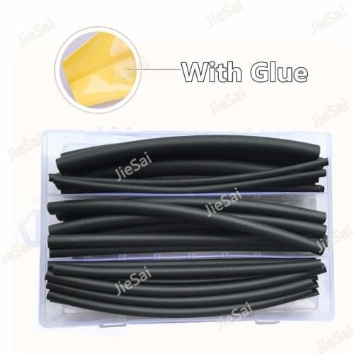 30Pcs 18cm Heat Shrinkable Tubing 3/1 3:1 With Glue 6 Size Insulation Wrap Sleeving Black Dual Wall Tube Car Cable