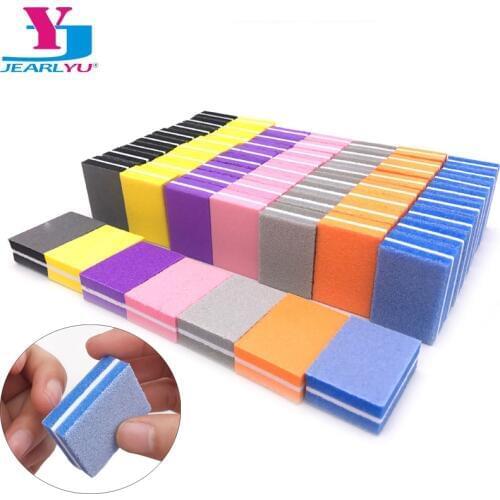50Pcs Lime A Ongle Professionel Nail File Mini Sponge Sanding Polish Buffing Blocks 100/180 Grinding Buffers Manicure Tools Kit