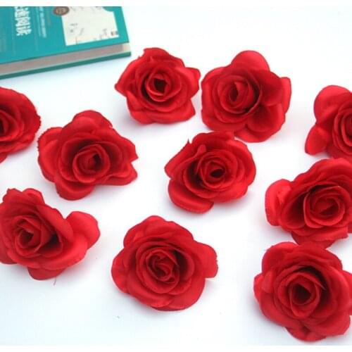 50 Pcs/lot Simulation Rose Flower Head Silk Flowers DIY Wreath Accessories Wedding Background Wall Decoration Fake Flowers Roses