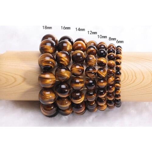 Natural Crystal 6-18mm Tiger Eye Gem Beads Tibetan Buddha Prayer Mala Bracelet For Men Buddhist Jewelry