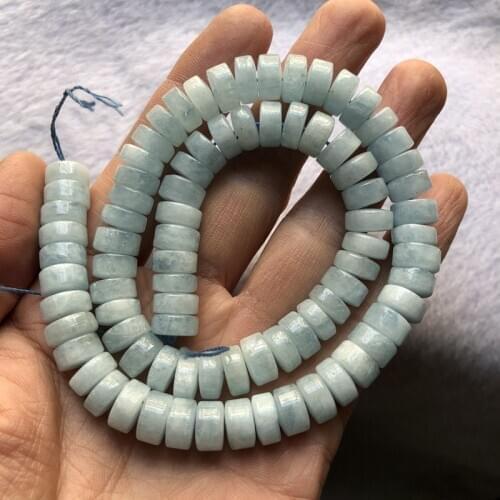 1 strand Natural Aquamarines Beads 4x7mm Wheel Roudel Bead For Jewelry Making,15"/Strand