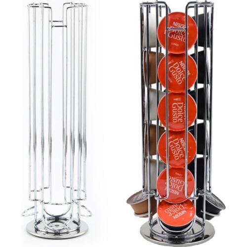 New Metal Coffee Pods Holder Iron Chrome Plating Stand Coffee Capsule Storage Rack Dolce Gusto Capsule Free Shipping