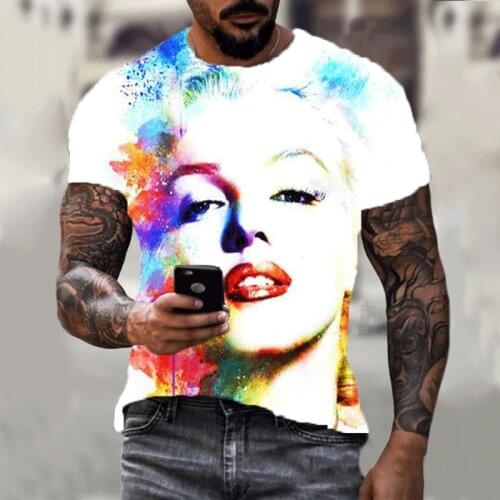 Marilyn Monroe Harajuku T-shirt Summer Mens Short Sleeve 3d Printing Art Painting Streetwear Fashion Sports Running Clothing