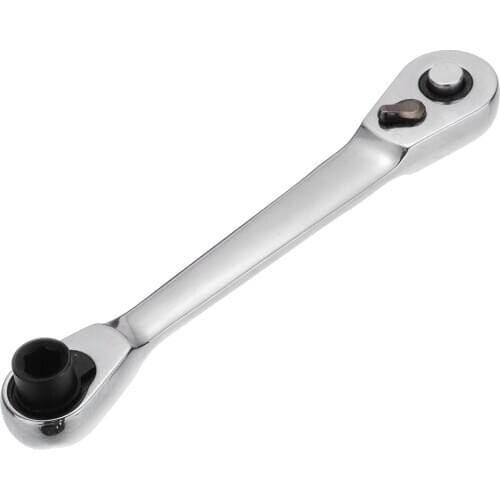 Quick-release 72-Tooth Ratchet Wrench 1/4 Hex Ratchet Socket Wrench Spanner Chrome-Vanadium Steel Dual Head for Repairing