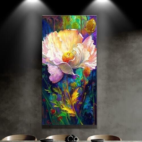 Huacan Diamond Mosaic Square/Round Rhinestones Flower Diamond Painting Picture Of Rhinestones Plant Home Decor