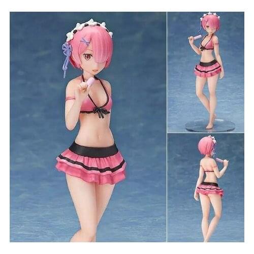 2021 hot 15cm Re Zero kara Hajimeru Isekai Seikatsu Rem Ram swimsuit collectors action figure toys Christmas gift toy with box