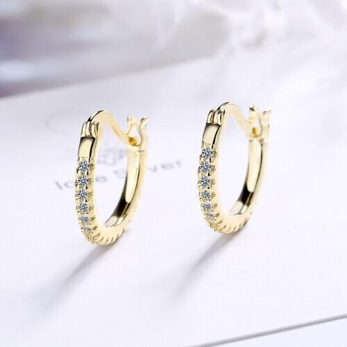Small Zircon Ear Loop Hight Quality 925 Sterling Silver Hoop Earring for Women Luxury Earring Fine Jewelry Gold Circle Gifts