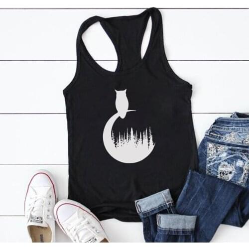 2021 Fashion Owl Printed Tank Top Women Sleeveless Summer Vest Graphic Female Crew Neck Tank Tops for Girls Harajuku Ropa Mujer