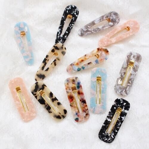 Fashion Vintage Women Acetic Acid Hair Clip Barrettes for Women Girls Handmade Leopard Print Waterdrop Hairpins Hair Accessories