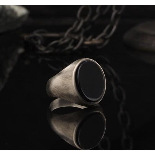 925 Sterling Silver Ring for Men Onyx Stone Jewelry Fashion Vintage Gift Onyx Aqeq Mens Rings All Size