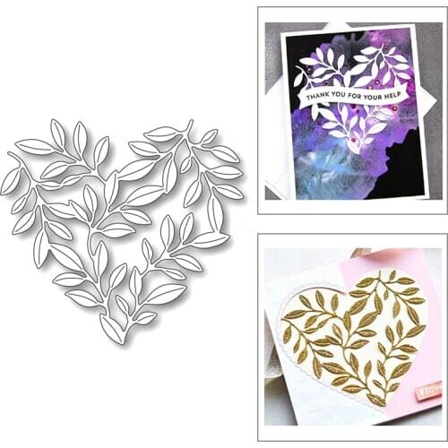2020 New Valentine Heart Leaf and Branch Embossing Background Metal Cutting Dies For Scrapbooking Greeting Card Making no stamps