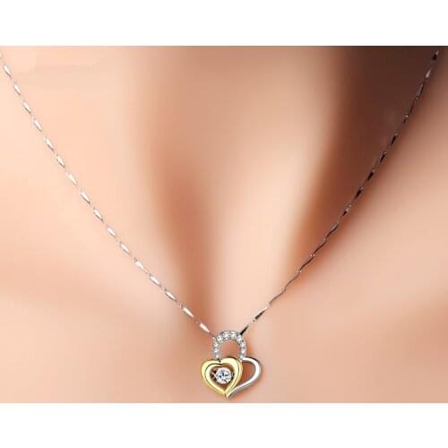 Luxury Sterling Silver 925 heart Necklace Pendant for Women Diamond Christmas Silver 925 Jewelry Bijoux Femme Bizuteria Pendants