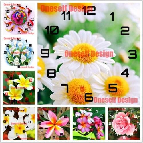 Popular 5d diamond painting clock flower diamond embroidery clock flower rhinestone pictures decoration home diamond art kit