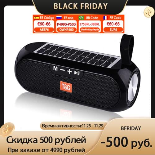 TG182 Portable Column Wireless Bluetooth Speaker Solar Power MP3 Loudspeaker Outdoor Waterproof Speaker Russia Fast Shipping