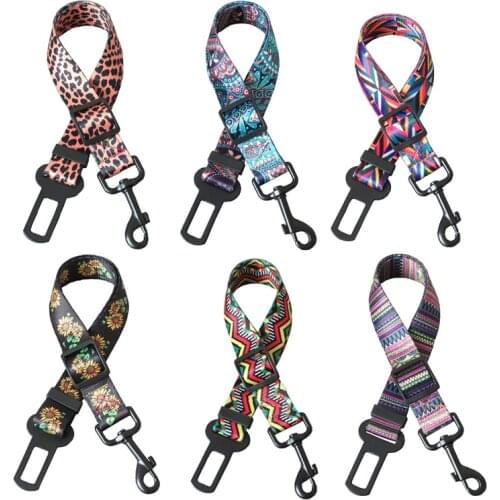Dog Collar Leash Pet Cat Car Safety Seat Belt Adjustable Harness for Small Medium Puppy Teddy Bulldog Travel Security Leads