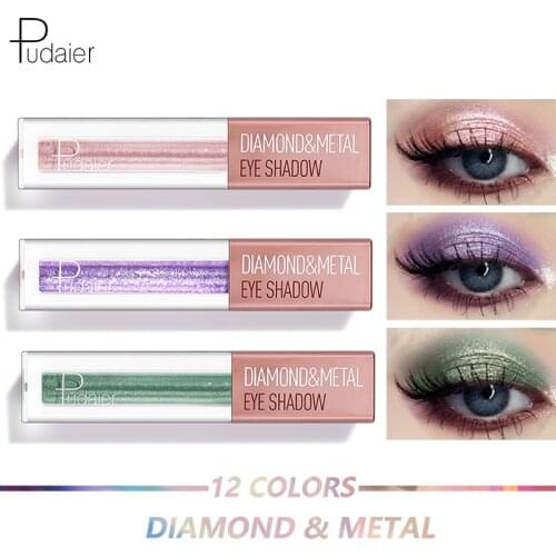 Pudaier Glitter 12 Color Liquid Eye Shadow Maquiagem Profissional Cosmetics Makeup Glitter Eyeshadow Easy To Wear Matte
