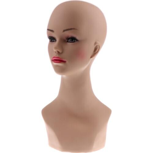 PVC Plastic Female Mannequin Head Fashion Manikin Model for Wigs Hat Necklace Glasses Scarf Display Stand Jewelry Rack