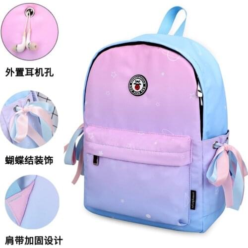 New Small Fresh Gradient Color Junior middle School High School Student Backpack school bag Bow backpack girl anti theft mochila