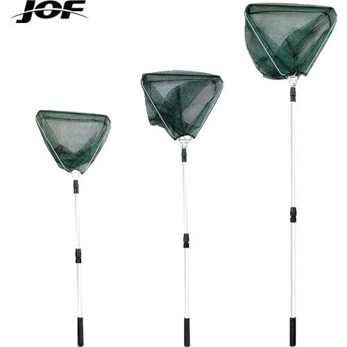 JOF Aluminum Alloy 1.5M -2.1M Retractable Fishing Net Telescoping Foldable Landing Net Pole Folding Landing Net For Fly Fishing