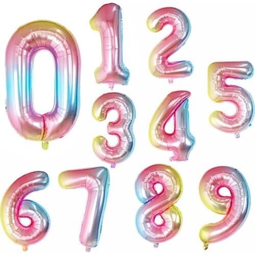 1 Pcs 40 Inch Gradient Number Digit Helium Foil Balloons Baby Shower Happy Birthday Party Wedding Decoration Balls Supplies