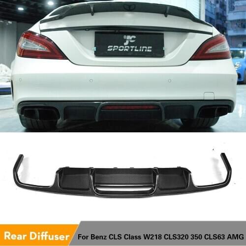 Carbon Fiber Rear Bumper Diffuser Lip Spoiler for Mercedes-Benz CLS-Class W218 CLS63 AMG CLS320 CLS350 Sedan 4-Door 2015 - 2017