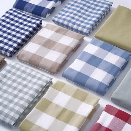 Thickening Lattice Fabric Tablecloth Pillow Sofa Fabricsmall Square Lattice Cloth Pastoral Small Fresh Cotton and Linenfabric