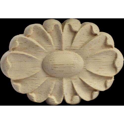 Vintage Rubber Wood Carved Onlay Applique Unpainted Furniture for Vintage Home Decor Door Cabinet Decoration Color Figurine