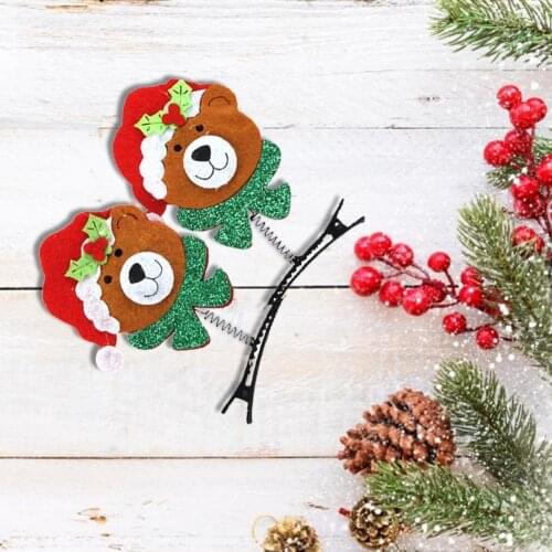 1 Pair Christmas Theme Design Hair Clip Cute Headwear Santa Claus Modeling Duckbill Clips Jewelry Accessories Home Decorations