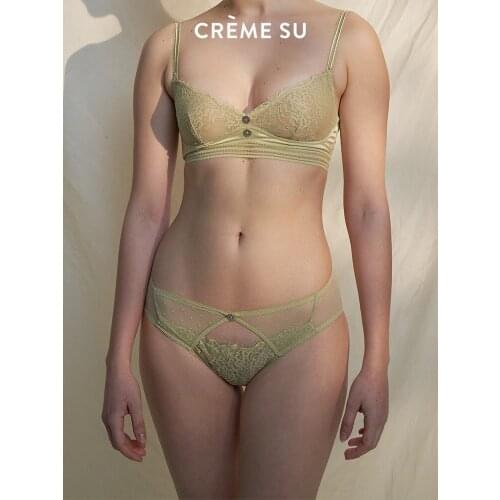 Cremesu Underwear Stella Eyelash Lace Briefs Sexy Low Waist Panties Women Stitching Panties Women seamless panties