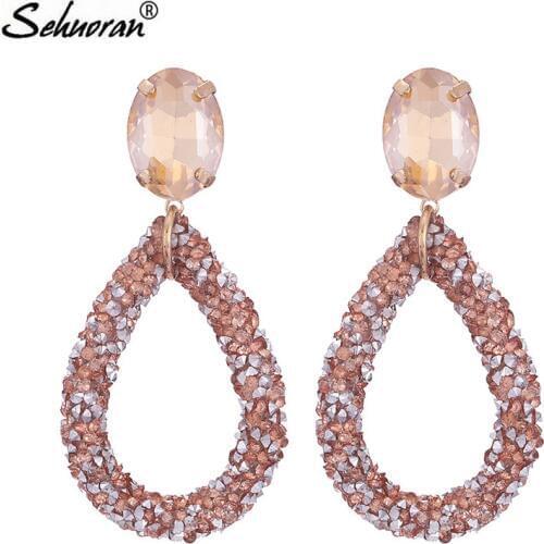 Sehuoran Oorbellen Crystal Drop Earrings For Women Statement Earrings Weddings Brincos Bohemian Women Earrings Fashion Jeweley