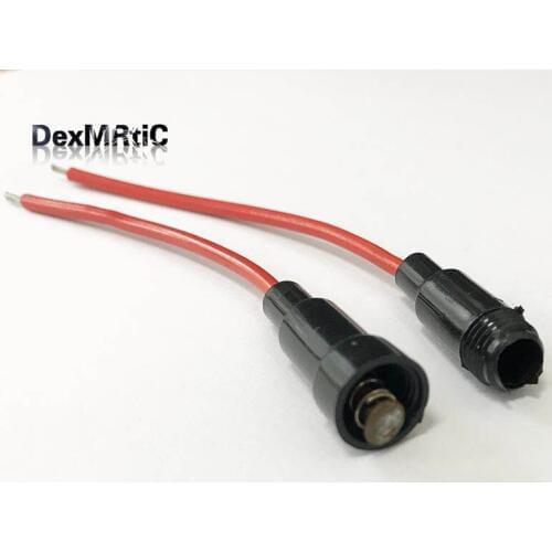 10pcs Car Auto Fuse Holder Case In-Line Black Red Plastic Screw Type With Wire 5x20mm