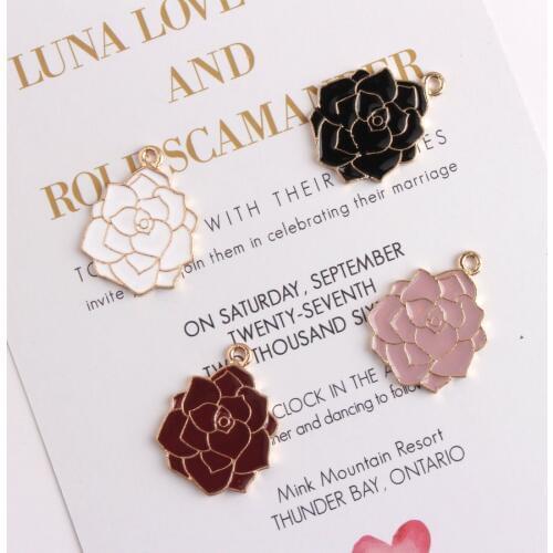 10PCS/Lot Gold Color Flower Tone Charm Pendants Alloy Metal Enamel Charms For DIY Jewelry Making